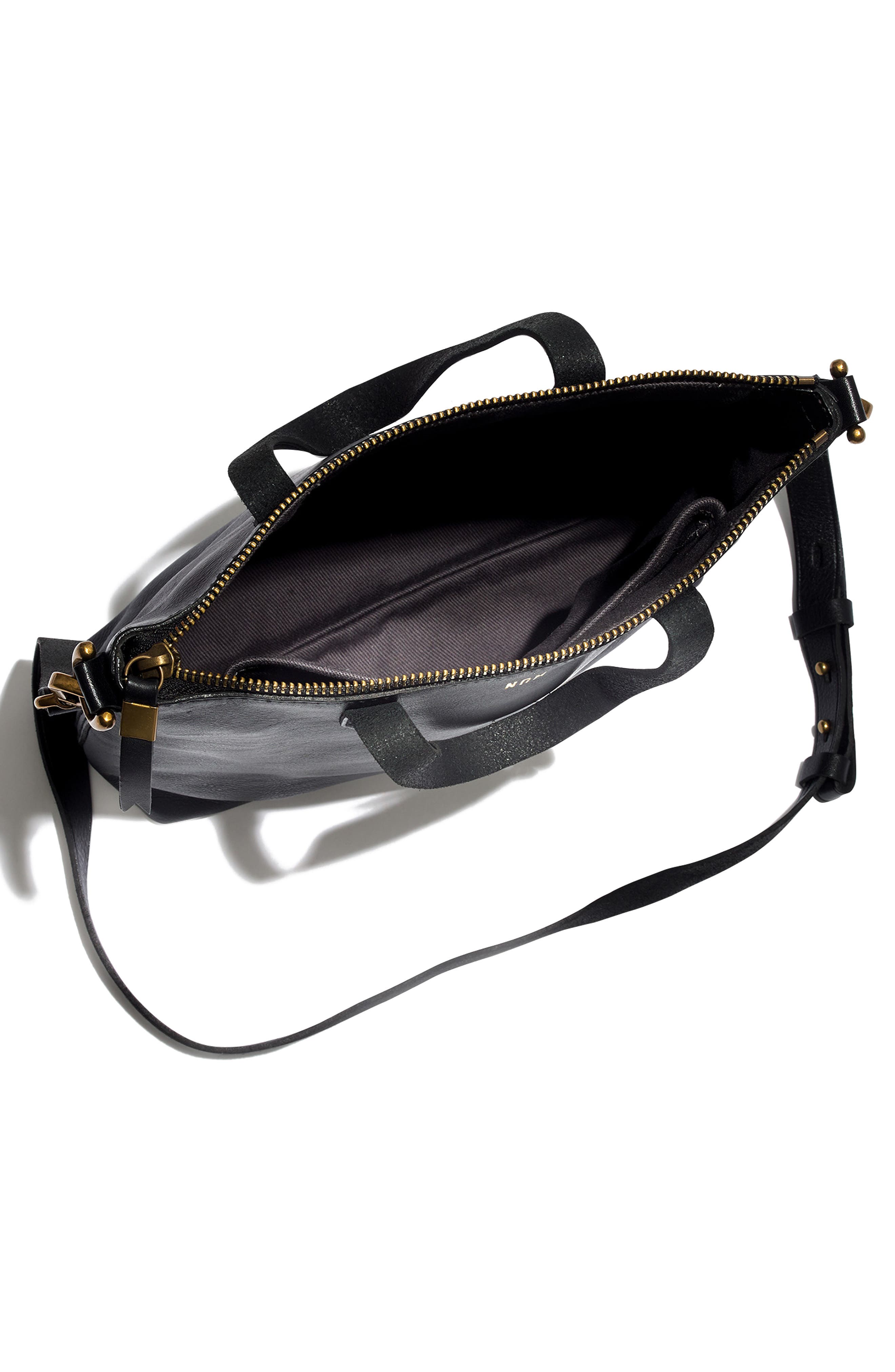 Small Transport Leather Crossbody Tote, Alternate, color, TRUE BLACK
