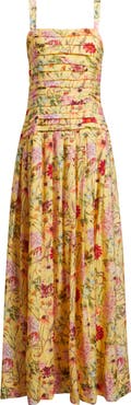 Julia Jordan Pleated Floral Print Sleeveless Gown