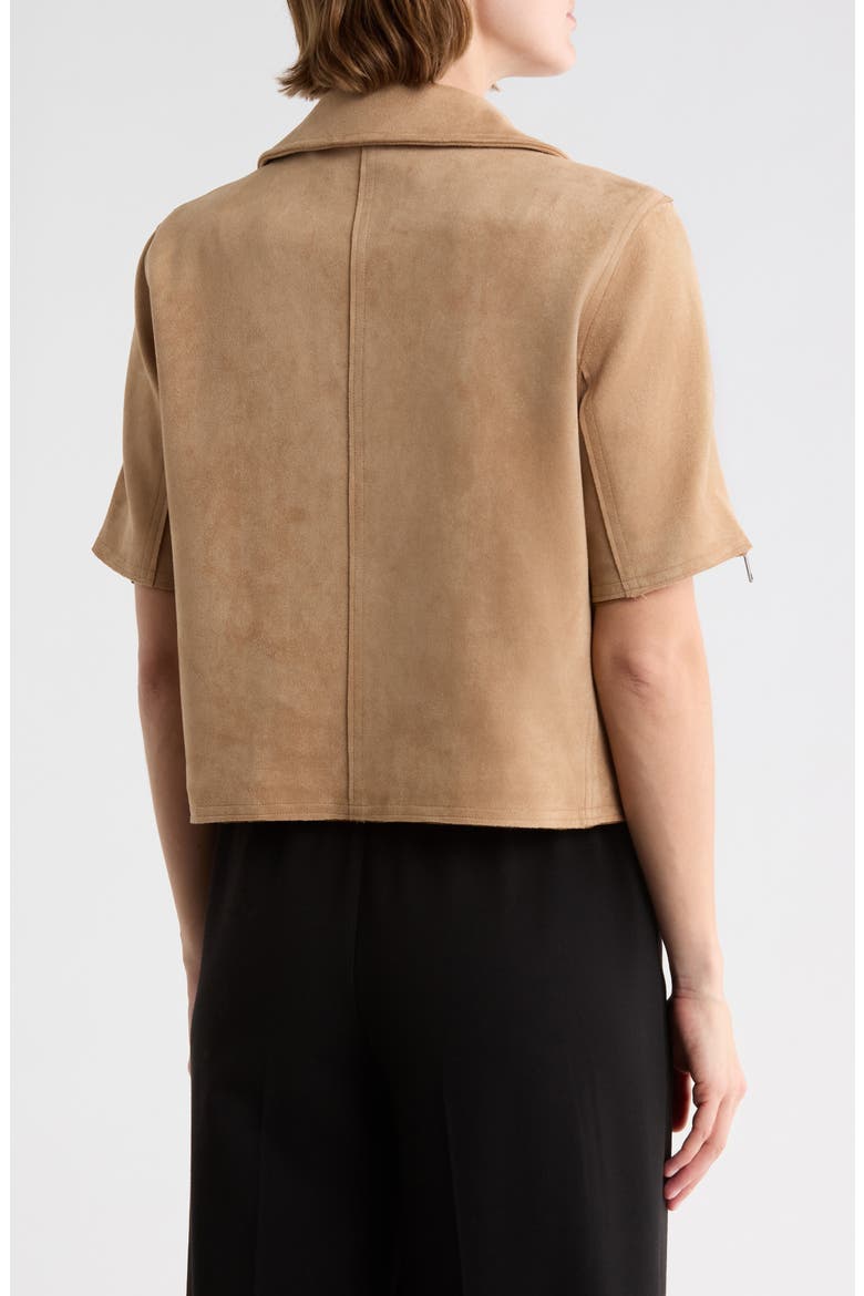 Faux Suede Short Sleeve Jacket, Alternate, color, TAN