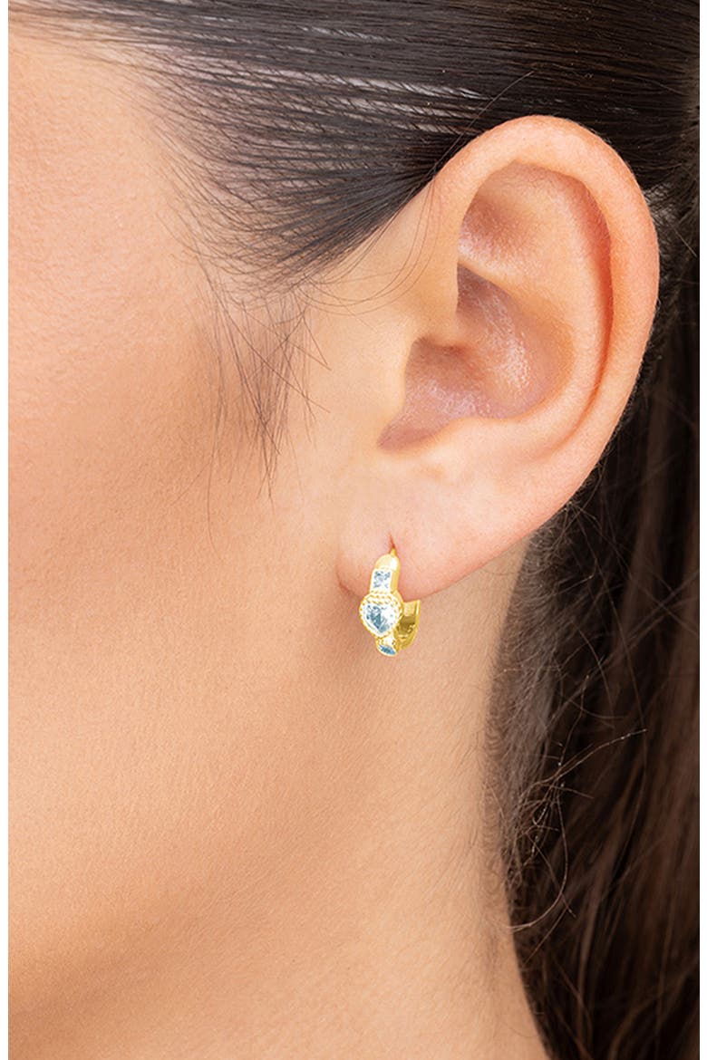 Inez Dainty Cubic Zirconia Heart Micro Hoop Earrings, Alternate, color, GOLD