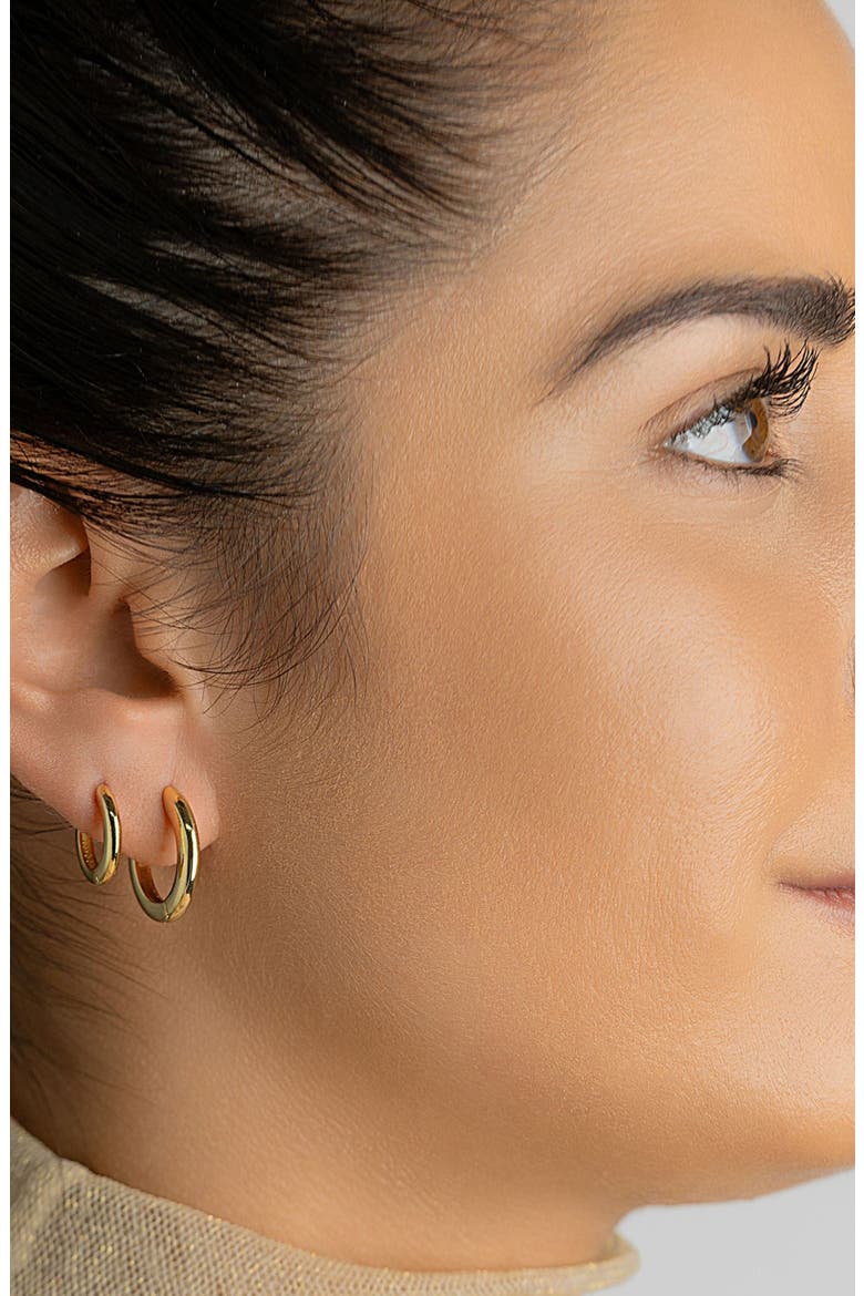 Set of 3 Huggie Hoop Earrings, Alternate, color, GOLD