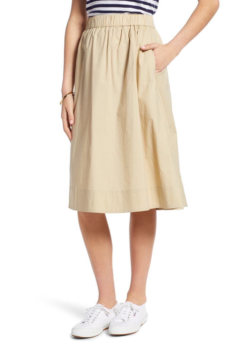 Pull-On A-Line Skirt, Main, color, TAN SAFARI