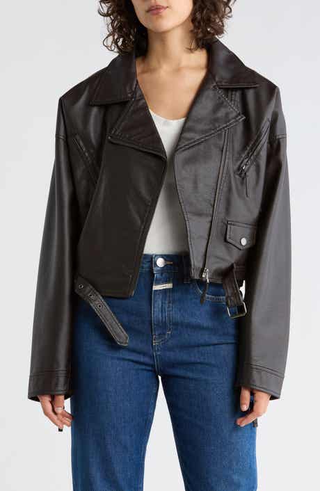 MAX STUDIO Faux Leather Biker Jacket