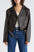 MAX STUDIO Faux Leather Biker Jacket