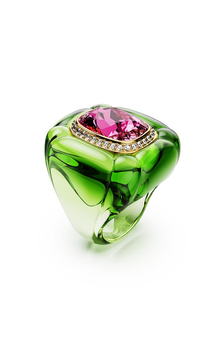 Swarovski Dulcis Crystal Cocktail Ring, Main, color, Green/ Pink