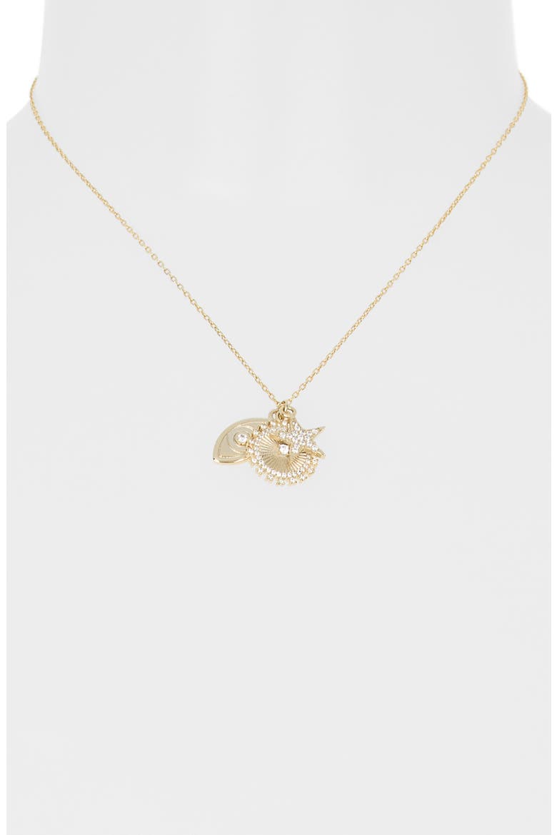 Celestial Charm Pendant Necklace, Alternate, color, CLEAR- GOLD