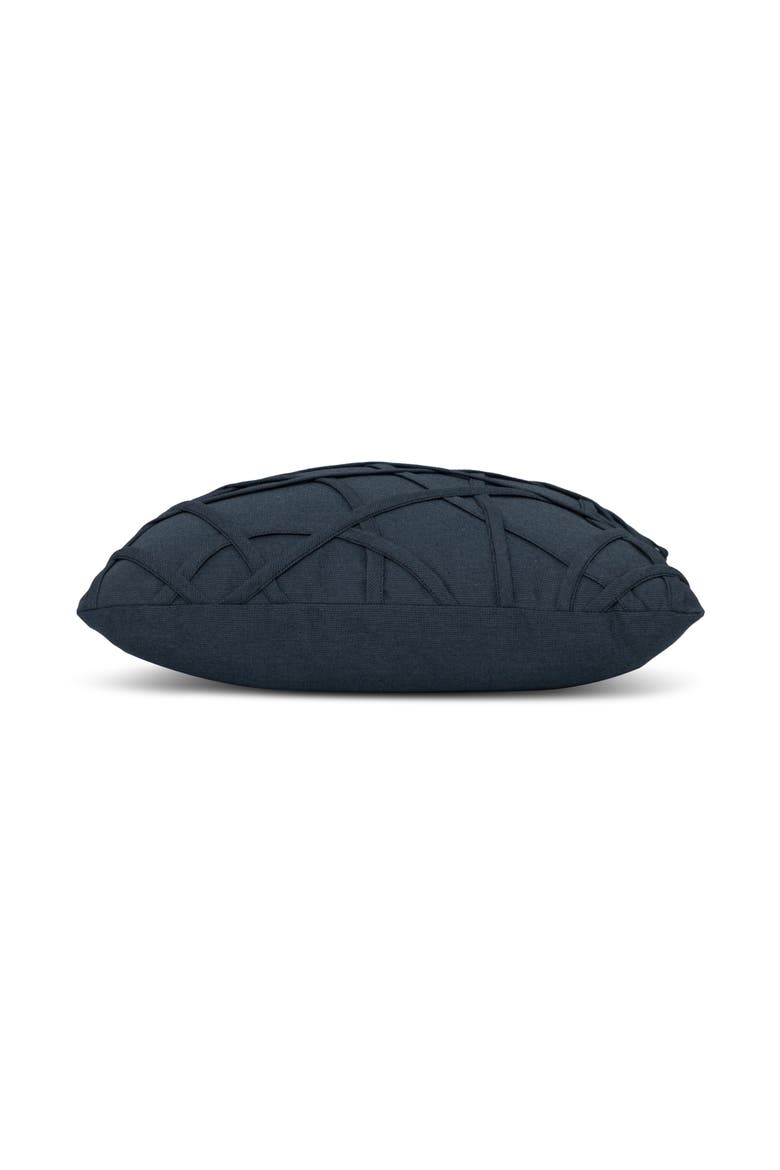 Illusion Handmade dimensional applique Indoor & Outdoor Woven Accent Pillow, Alternate, color, Indigo
