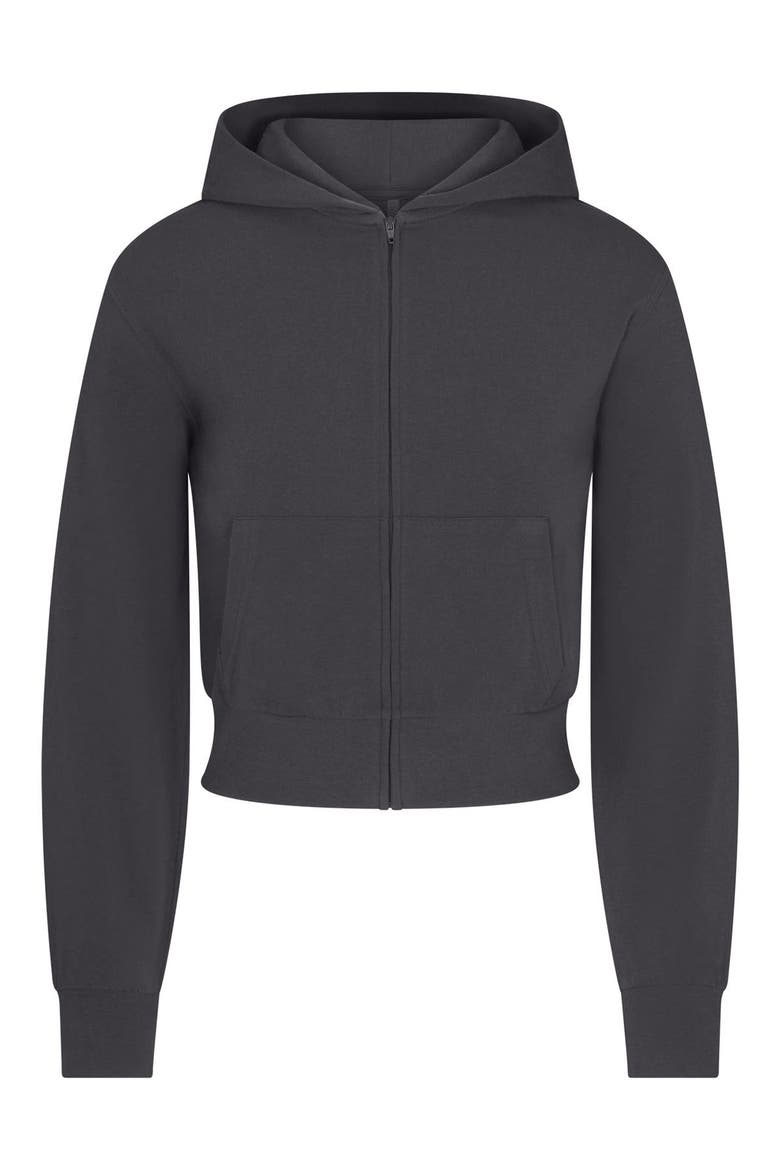 Cotton Jersey Zip-Up Hoodie, Alternate, color, SOOT