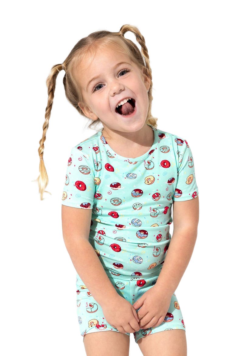 Blue Donut Kids 2-Piece Short Sleeve & Shorts Pajama Set, Alternate, color, Blue Donut
