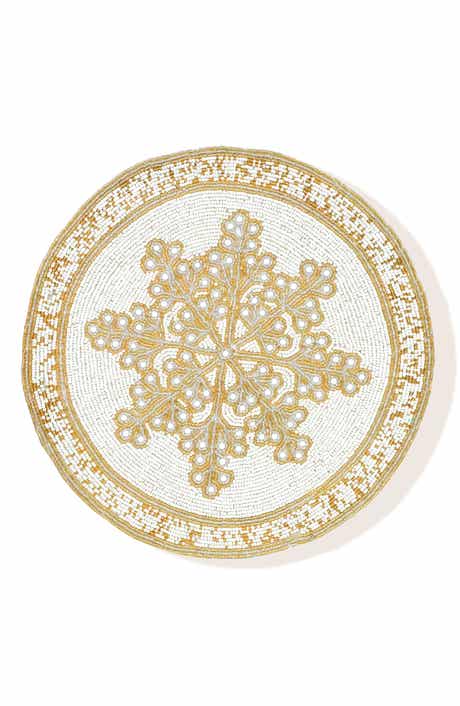 Tiramisu Gilded Snowflake Set of 3 Beaded Placemats