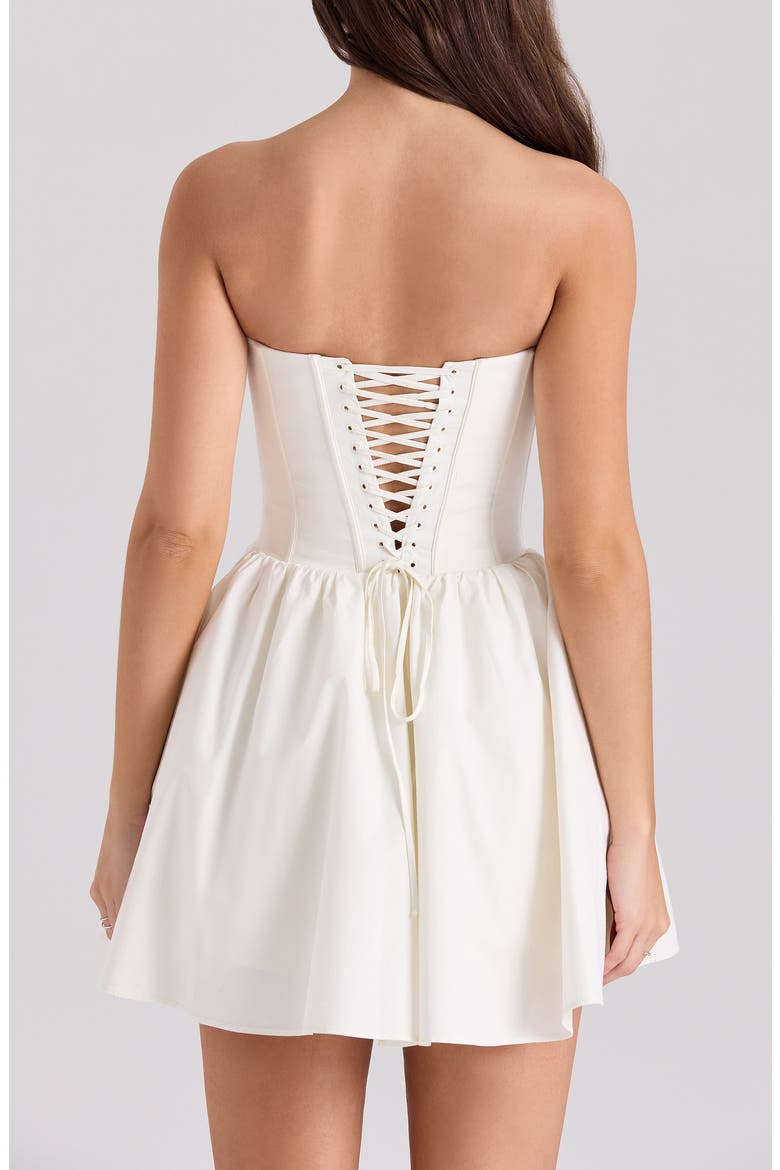 kristiana ivory cotton strapless corset mini dress 'Kristiana' Ivory Cotton Strapless Corset Mini Dress