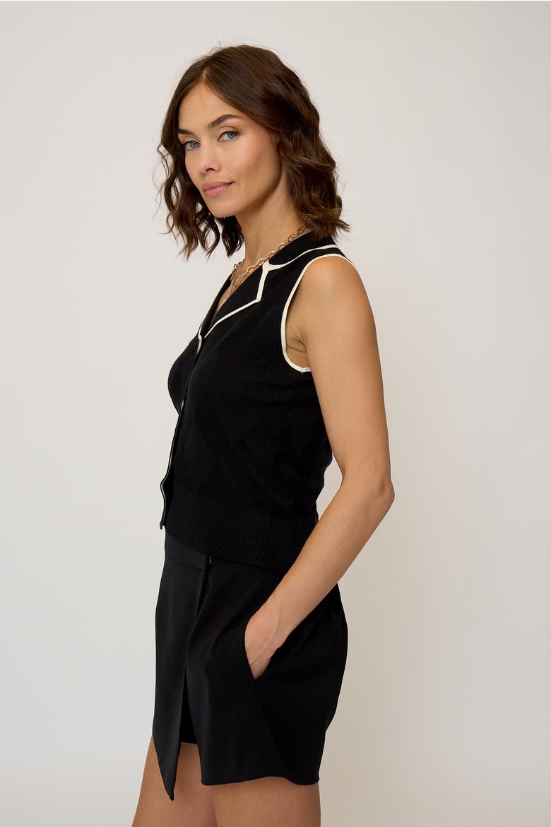 Women's Olive Diamond Stitch Vest, Alternate, color, Black