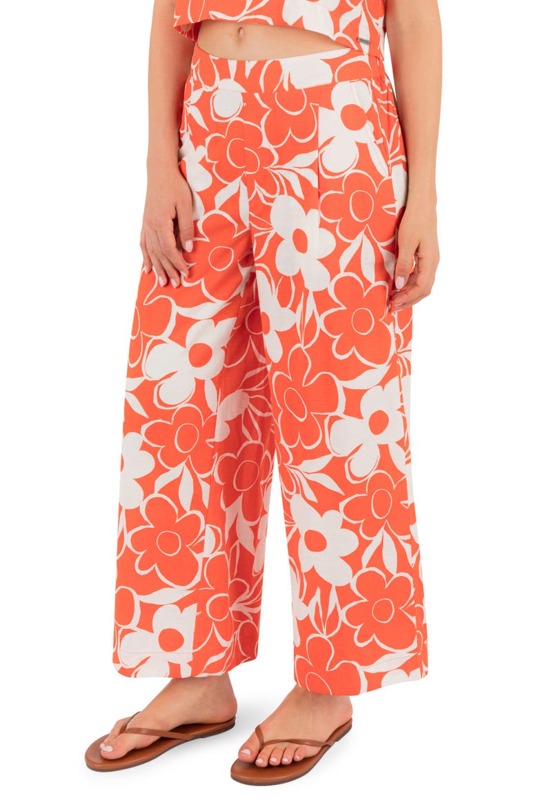 Daisy Floral Wide Leg Pants, Alternate, color, TERRACOTTA