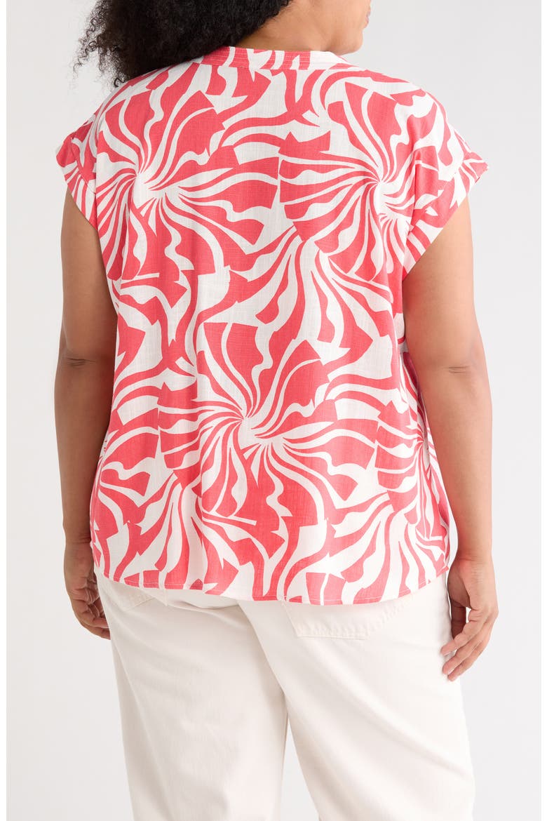 Split Neck Cap Sleeve Top, Alternate, color, CALYPSO CORAL