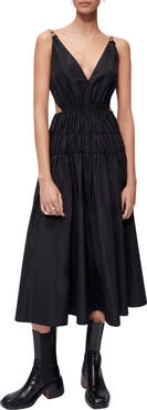 maje Rope Strap Shirred Cutout Dress