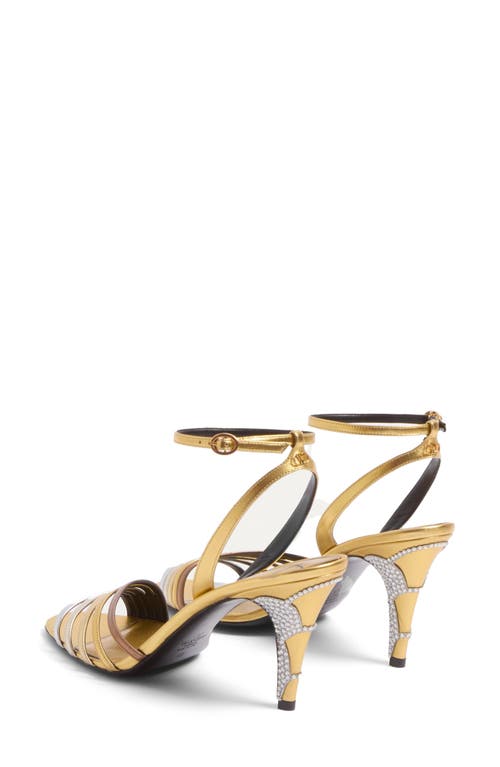 Valentino Ladycrush 85 Crystal-embellished Metallic Leather Pumps In Bronze Multi
