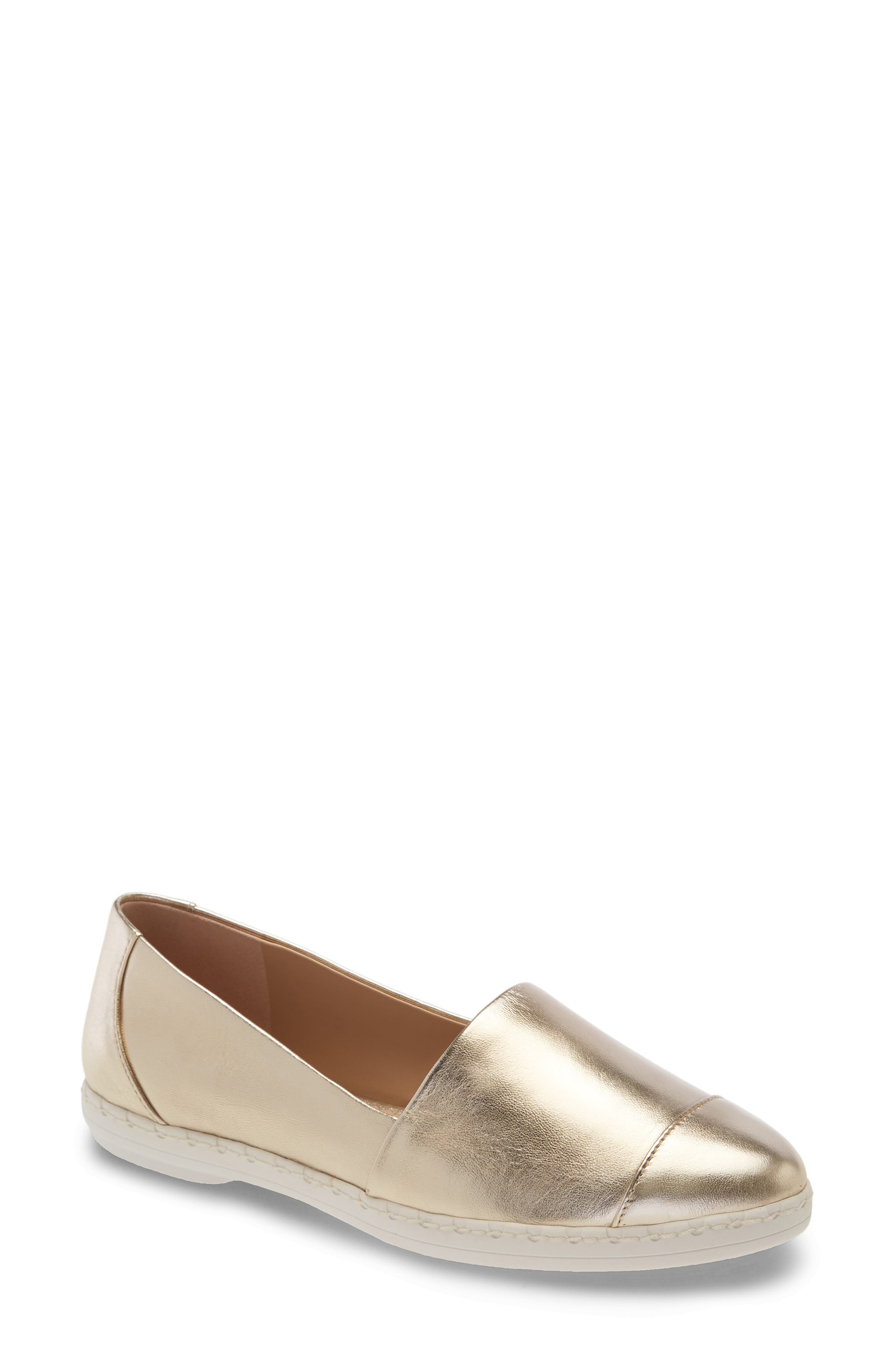 Chespie Cap Toe Slip-On Sneaker, Main, color, LIGHT GOLD LEATHER
