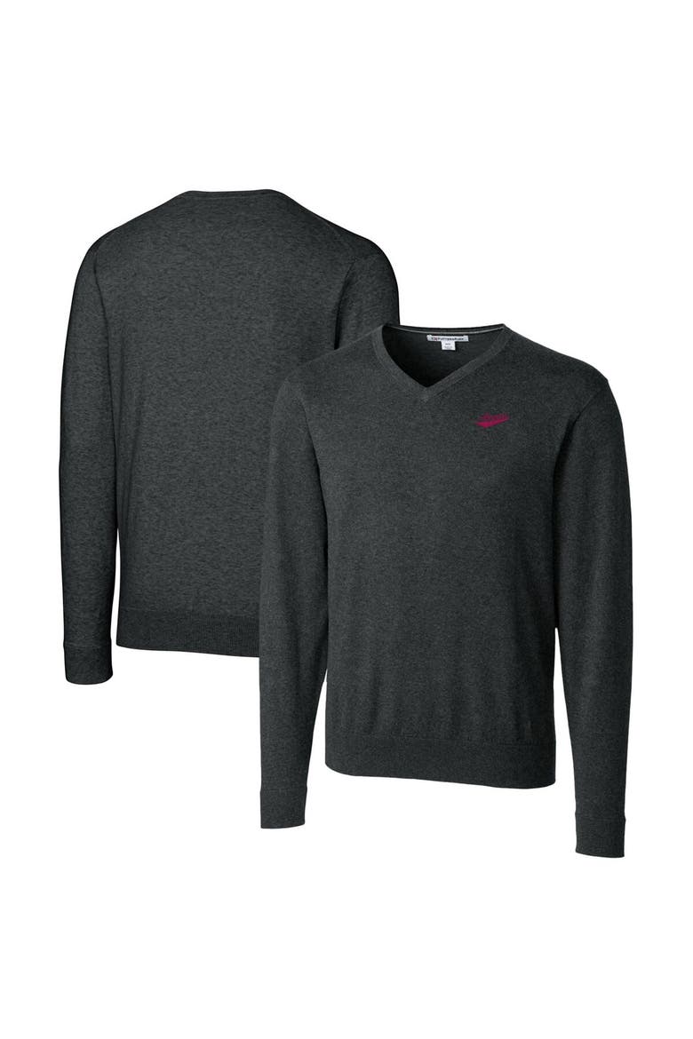 Men's Cutter & Buck Heather Charcoal New Mexico State Aggies Lakemont Tri-Blend Big & Tall V-Neck Pullover Sweater, Main, color, Heather Charcoal