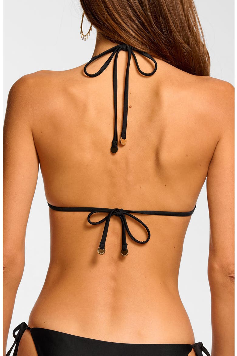 Terry Triangle Bikini Top, Alternate, color, BLACK