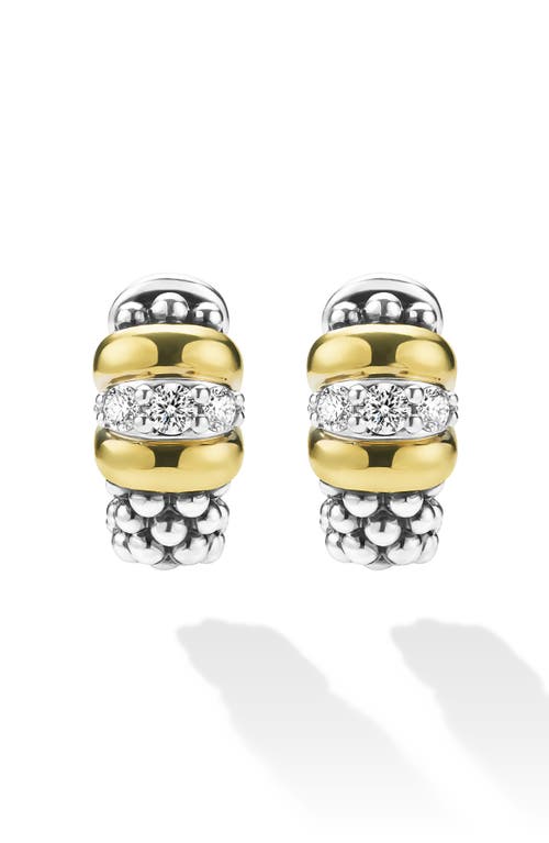 Lagos Signature Caviar Diamond Huggie Hoop Earrings In Metallic