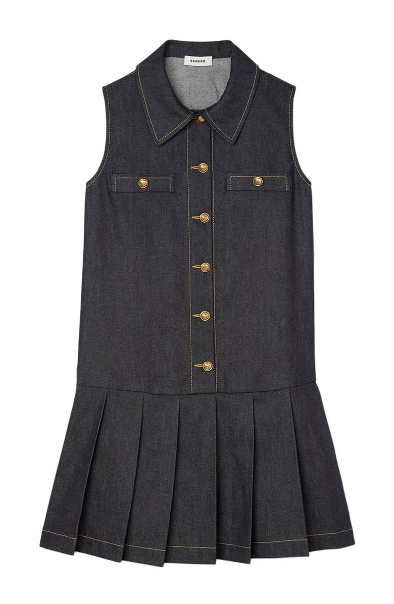 SANDRO Short denim dress, Alternate, color, Deep Blue