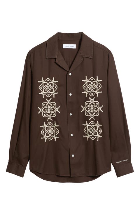 Saryan Embroidered Long Sleeve Button Up Shirt