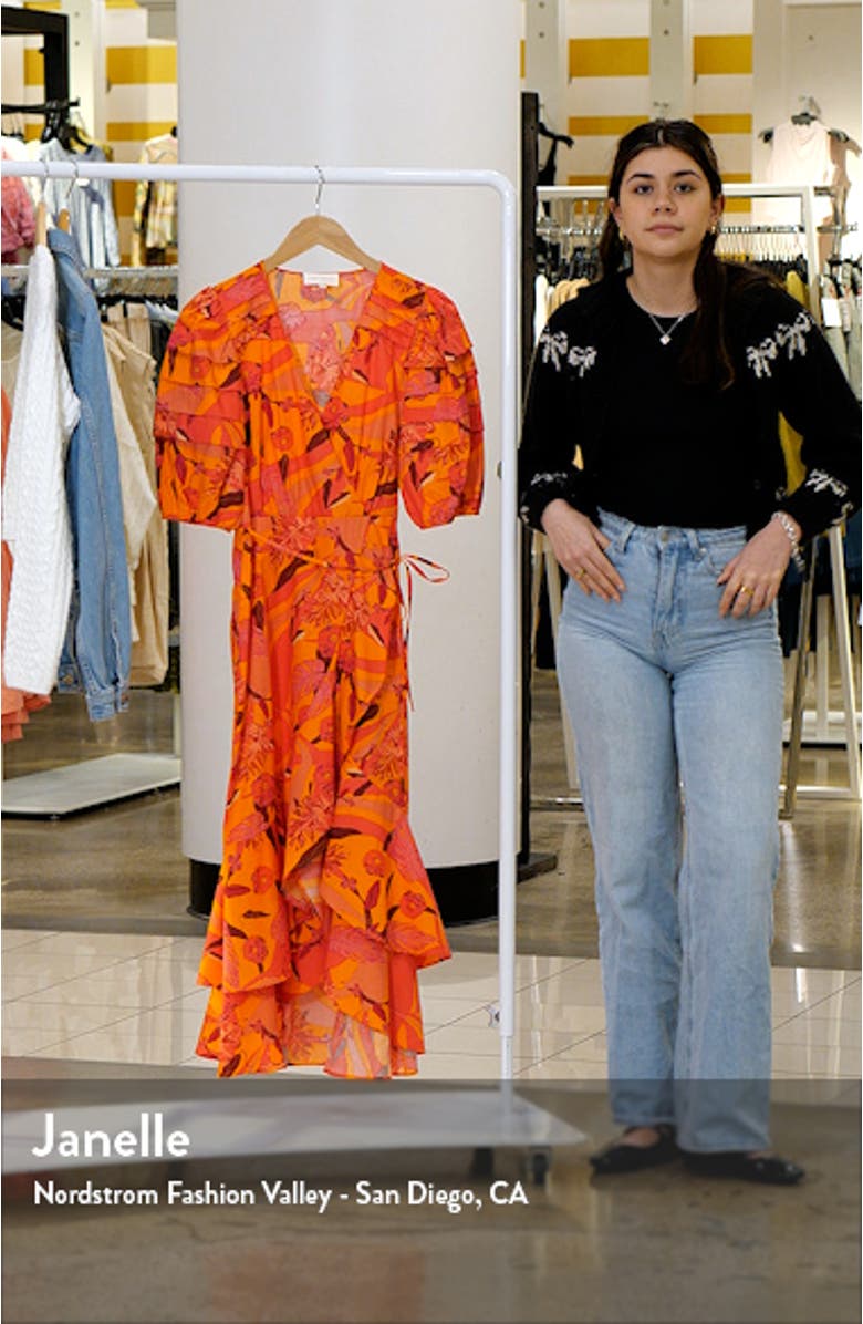 Poplin Floral Midi Wrap Dress, sales video thumbnail