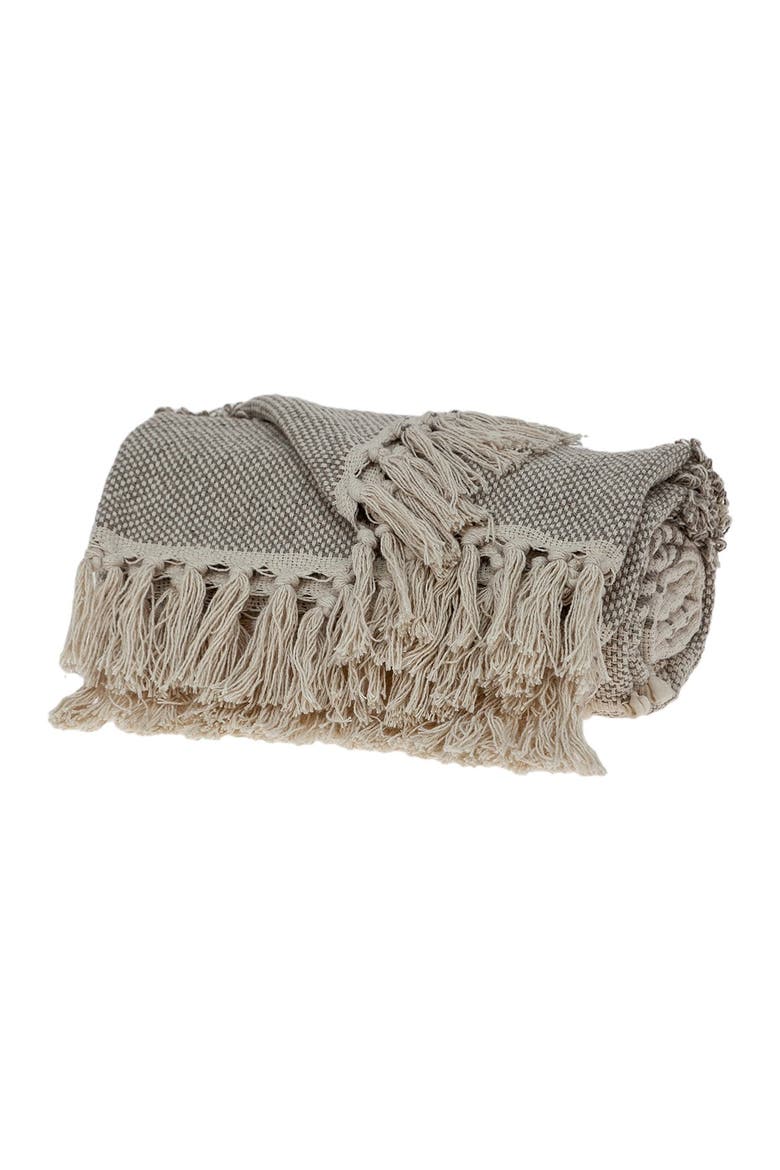 Neil Eclectic Beige 52" x 67" Woven Handloom Throw, Main, color, BEIGE