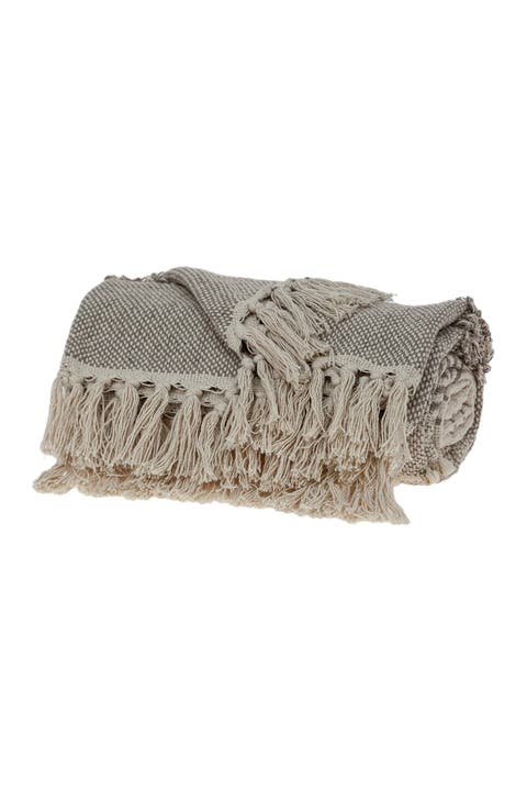 Neil Eclectic Beige 52" x 67" Woven Handloom Throw