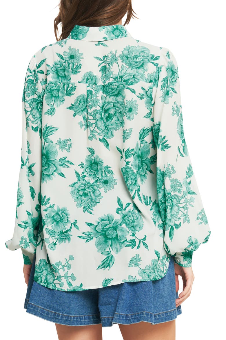 Floral Button-Up Shirt, Alternate, color, IVORY JADE