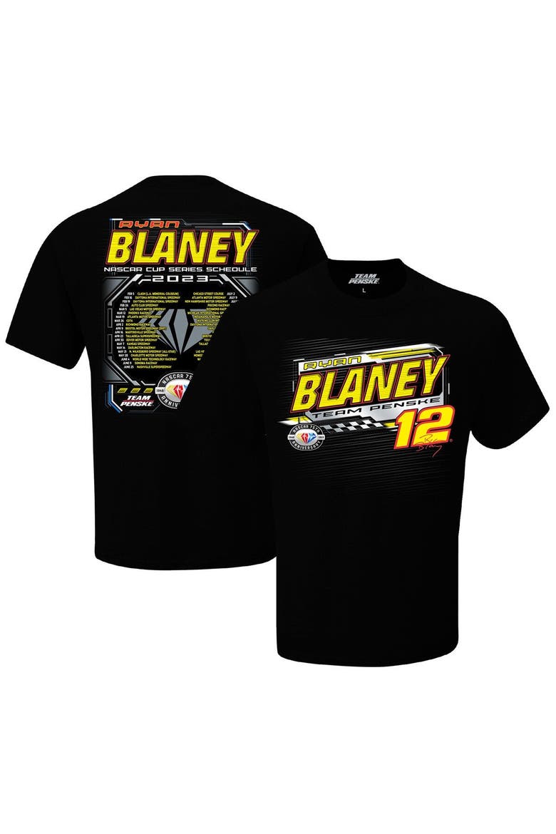 Men's Team Penske Black Ryan Blaney 2023 NASCAR Cup Series Schedule T-Shirt, Alternate, color, Black