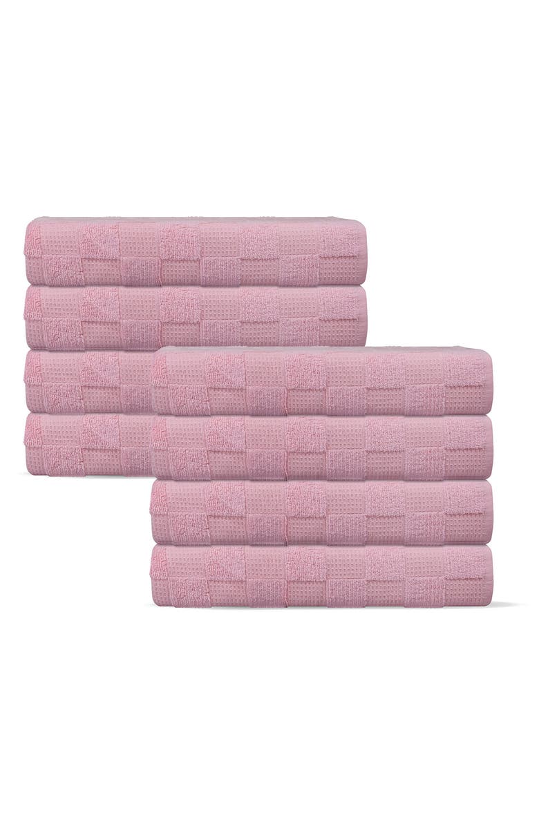 DePera Waffle Terry 8-Piece Turkish Cotton Washcloths, Main, color, Blush