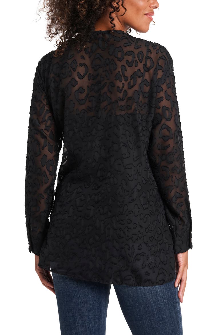Animal Clip Jacquard Blouse, Alternate, color, RICH BLACK