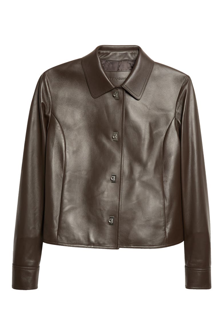 Boxy Lambskin Leather Jacket, Main, color, EXPRESSO/ ESPRESSO