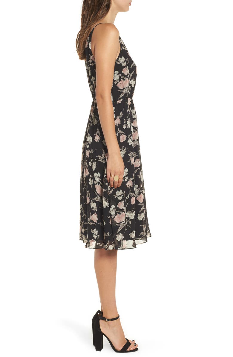 Soprano Floral Blouson Midi Dress, Alternate, color, 
