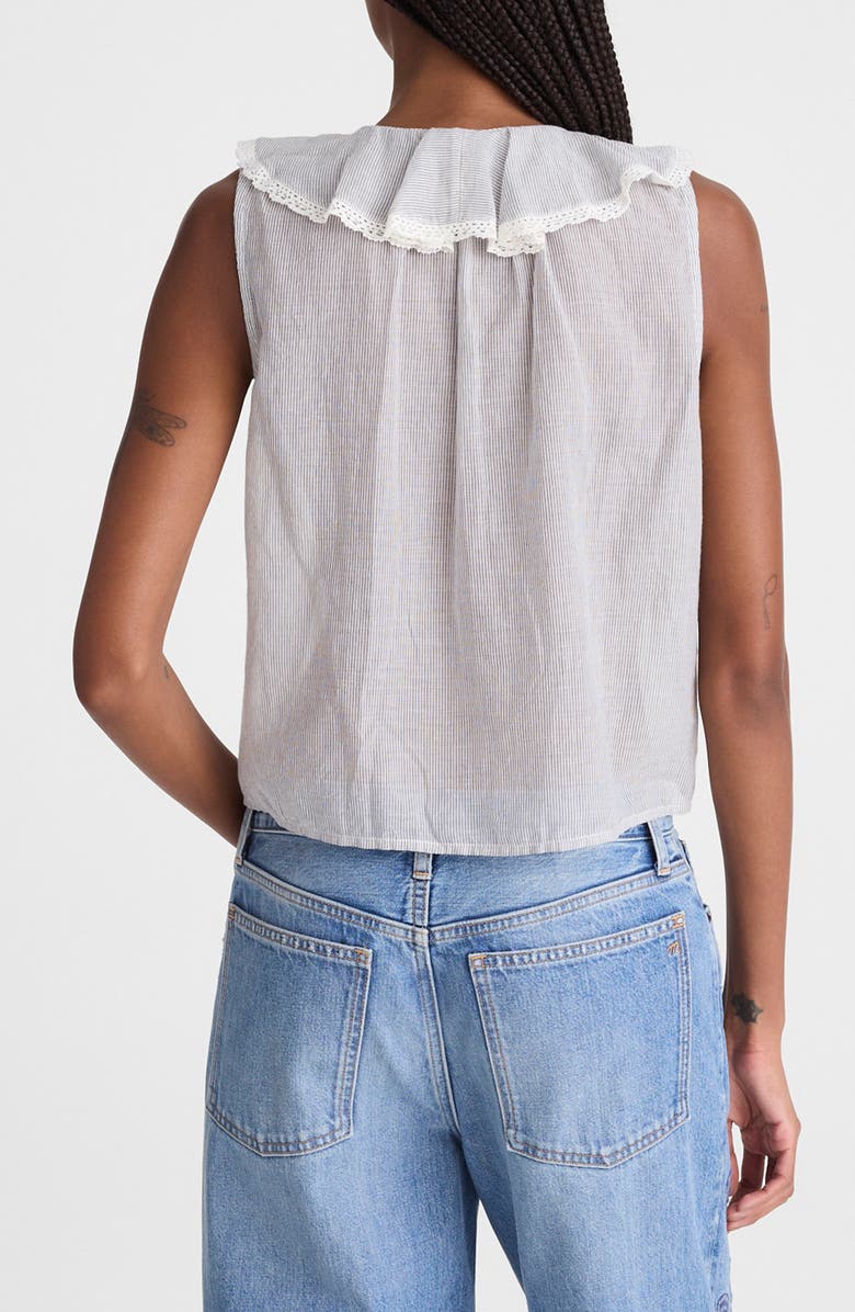 Madewell The Blaire Ruffle Sleeveless Top, Alternate, color, Blue White Micro Stripe