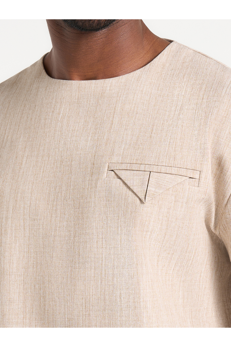 Leon Boxy Cropped Hatched T-Shirt, Alternate, color, Beige