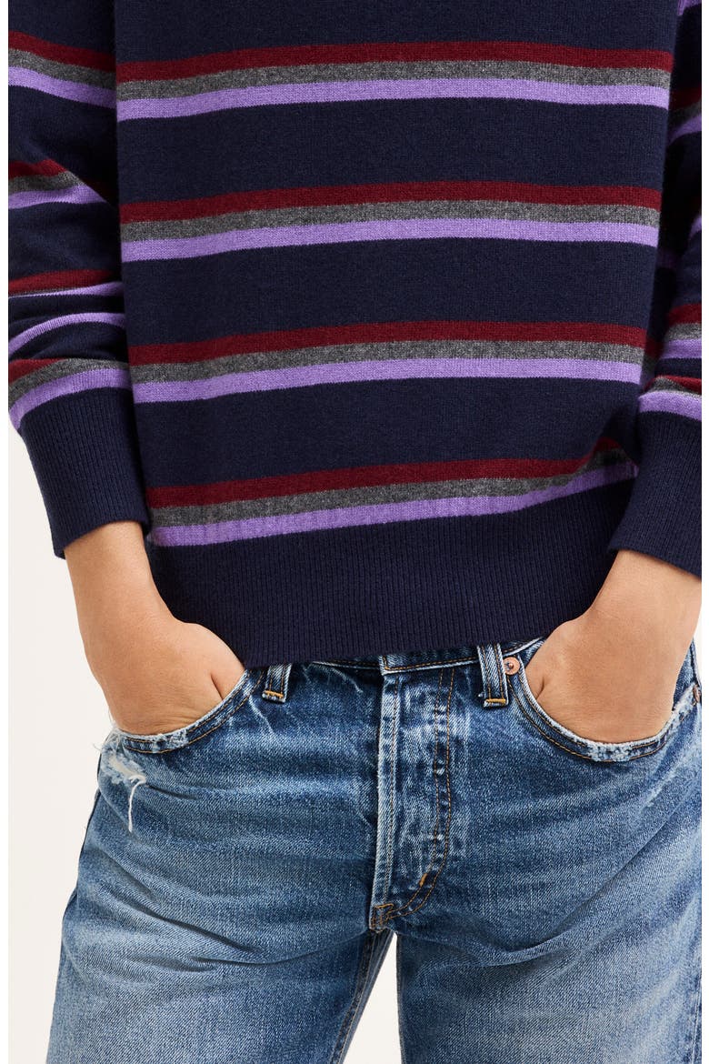 SoftWool Polo Sweater, Alternate, color, NAVY AND MERLOT MULTI STRIPE