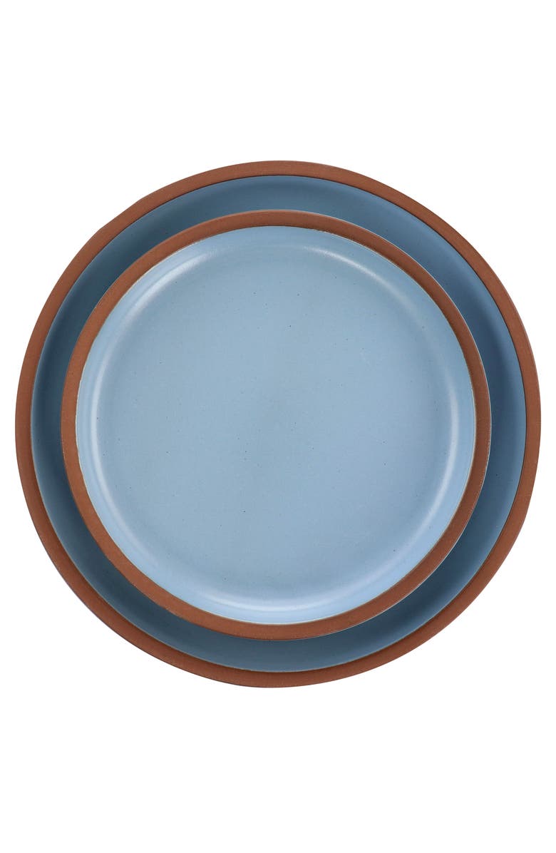 Soho Lounge Lagos 16 Piece Terracotta Double Bowl Dinnerware Set, Alternate, color, Blue