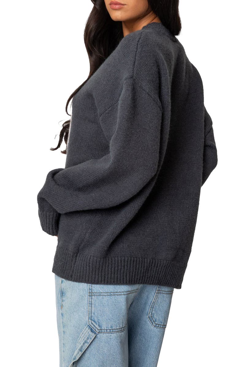 EDIKTED Magic 8-Ball Oversize Crewneck Sweater, Alternate, color, Dark-Gray