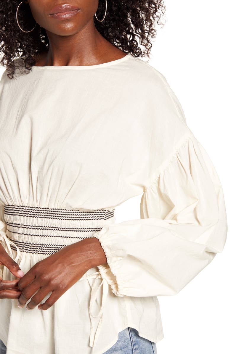 VERO MODA Nova Long Sleeve Woven Smocked Top, Alternate, color, 