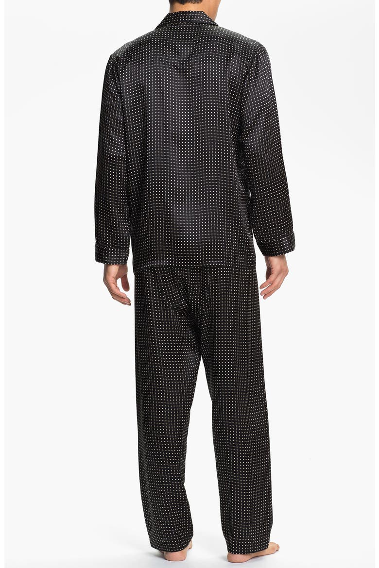 Dot Silk Pajamas, Alternate, color, BLACK