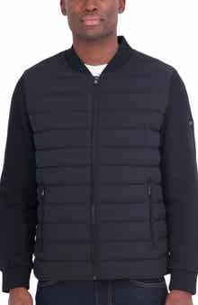 Mixed Media Water Resistant Bomber Jacket