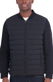 Michael Kors Mixed Media Water Resistant Bomber Jacket