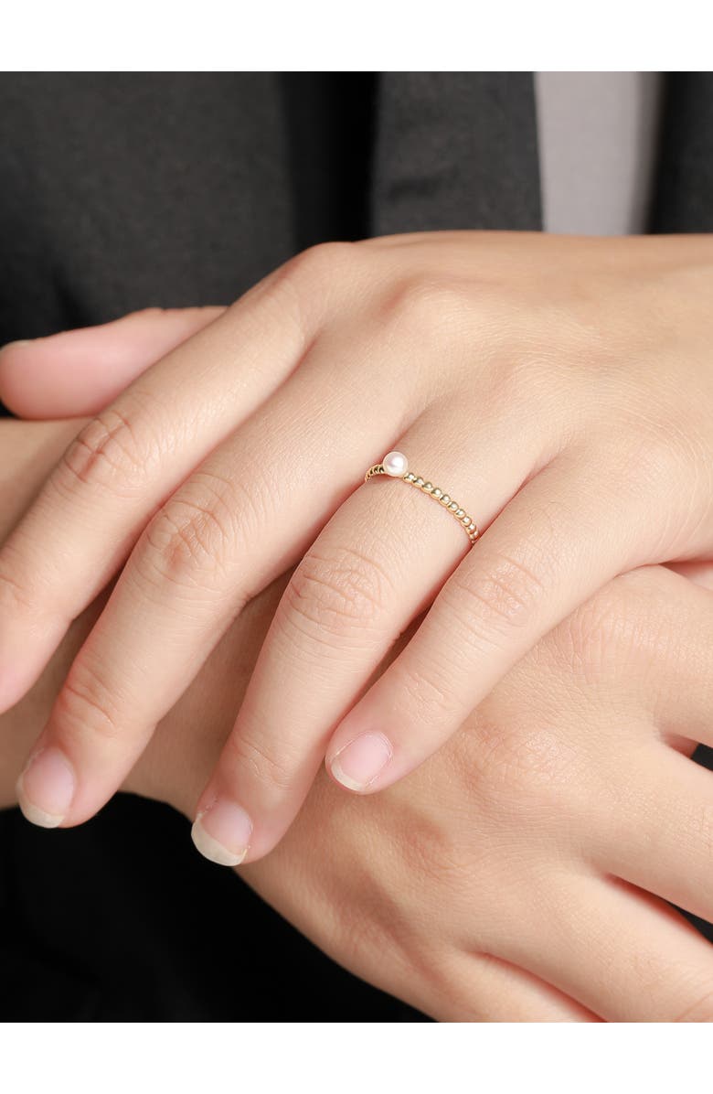 DEVATA Freshwater Pearl Beaded Ball Ring in 14K Gold, 3mm, Alternate, color, Yellow Gold