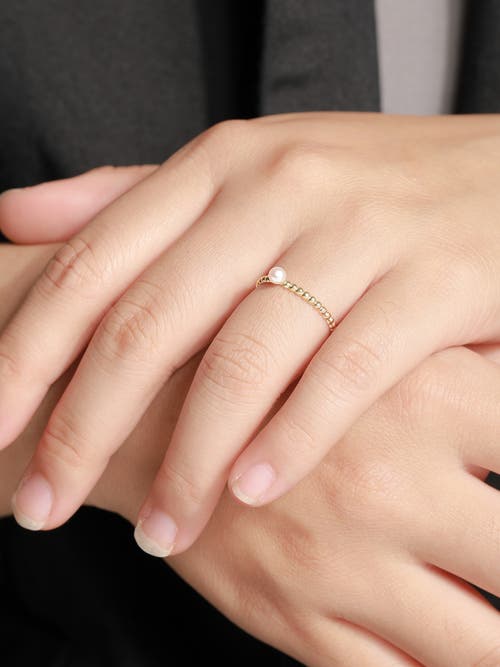 Devata Freshwater Pearl Beaded Ball Ring In Gold