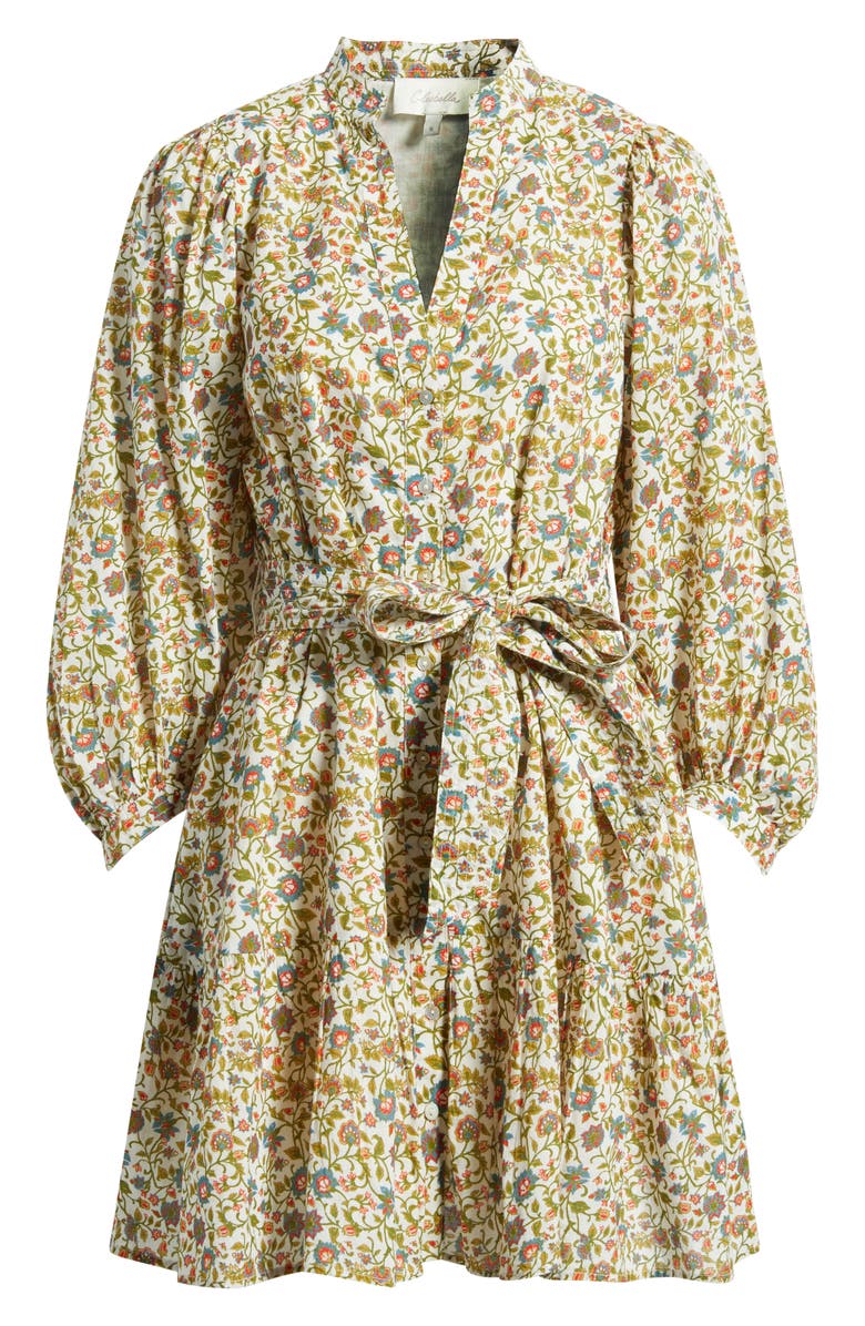 Cleobella Delilah Floral Long Sleeve Organic Cotton Mini Shirtdress, Alternate, color, 