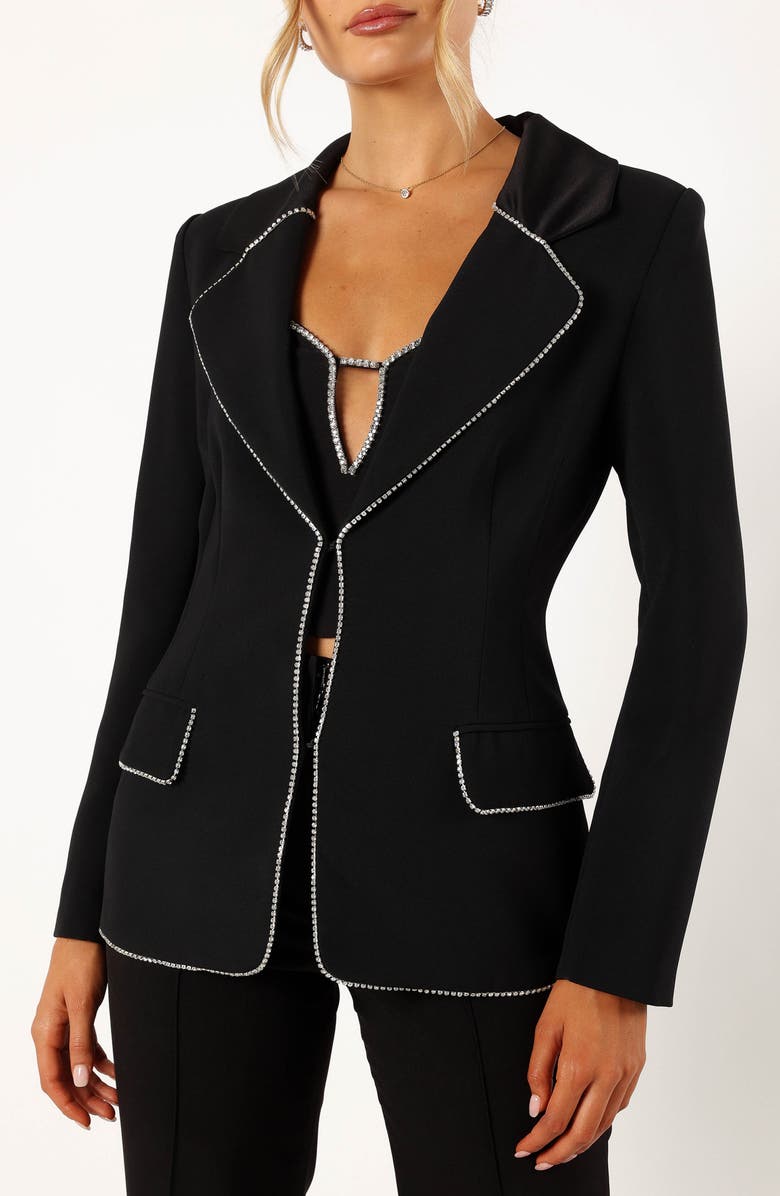 Petal & Pup Shiloh Crystal Embellished Blazer, Alternate, color, Black