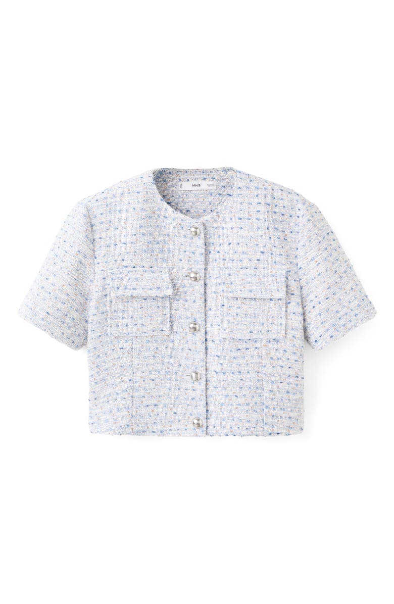 MANGO Short Sleeve Tweed Crop Top, Alternate, color,
