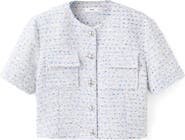 MANGO Short Sleeve Tweed Crop Top